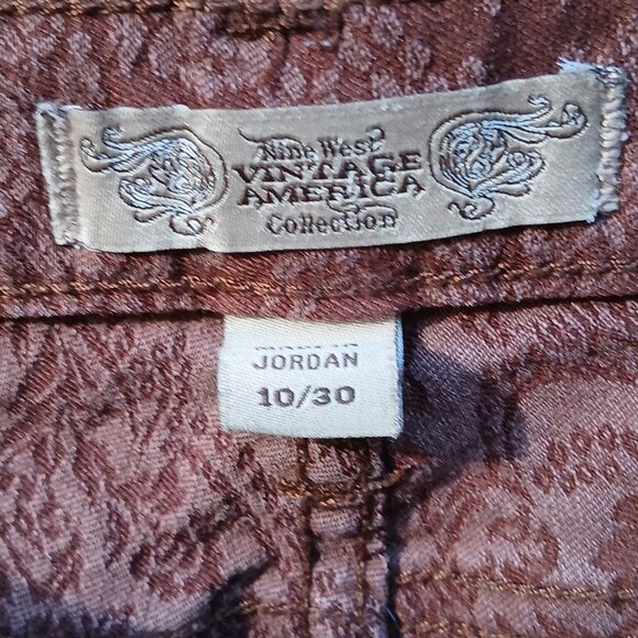 Nine West Vintage America Brown Brocade Matchstick Skinny Jeans Sz 10 - Picture 8 of 12
